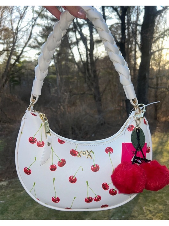 Betsey Johnson Handbags - NEW! NWT BETSEY JOHNSON XONORTHY Small Cherry Print Woven Shoulder Bag White
